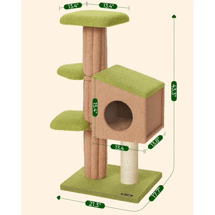 43" Akintomiwa Cat Tree Climbing to Napping and Scratching