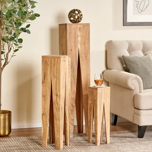 45.5'' Tall Solid Wood Nesting Tables Hairpin Design Built from Rich Acacia Wood