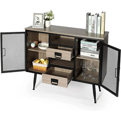 Rustic Gray/Black 45.66'' Wide 2 Drawer Sideboard Large Storage Space
