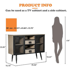 Rustic Gray/Black 45.66'' Wide 2 Drawer Sideboard Large Storage Space