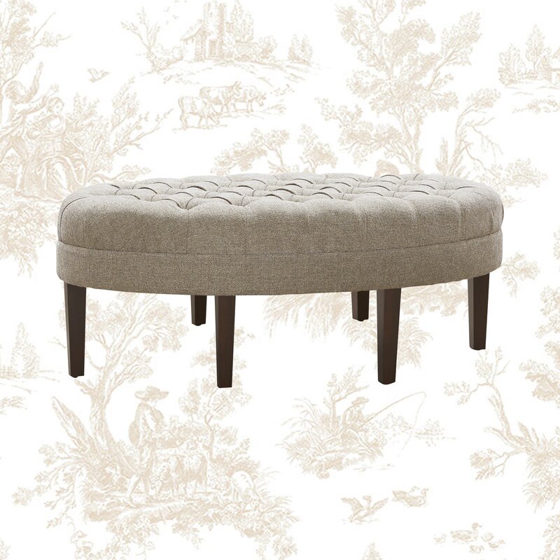 48'' Wide Tufted Oval Cocktail Ottoman Beige Polyester Future