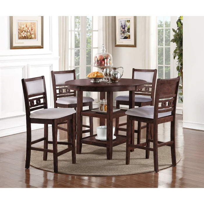 Light Gray Applegate 5 Piece Rubberwood Solid Wood Dining Set
