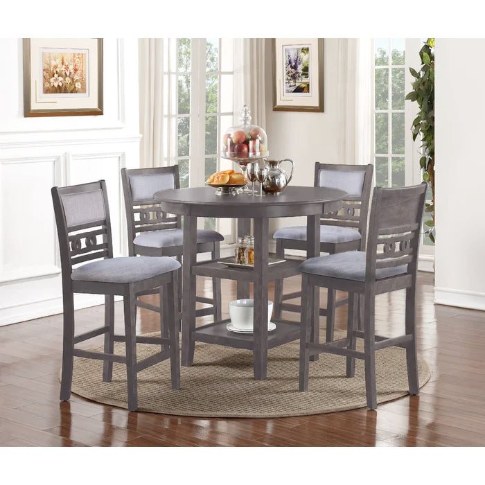 Gray 36.25" H x 42.25" L x 42.25" W Gray 4 Person Dining Set Indoor Design