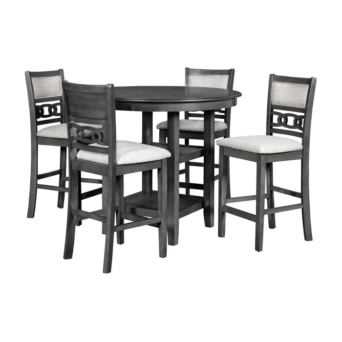 Gray 36.25" H x 42.25" L x 42.25" W Gray 4 Person Dining Set Indoor Design