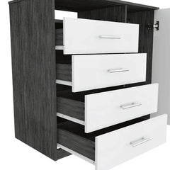 Solid Wood Oak/White 4 Drawer 34.9'' W Chest Provide Storage Space Perfect Organize