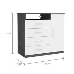 Solid Wood Oak/White 4 Drawer 34.9'' W Chest Provide Storage Space Perfect Organize