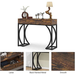 2 Drawers Sofa Table Console Table, 47.24" Hallway Table with Stable Metal Frame for Living Room - 47.24"L x 13.77"W x 35.43"H