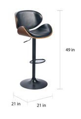 Adjustable Matte Black Bar Stool 360-Degree Swivel and An Armless Design, this Bar Stool Lets you Turn and Move Freely