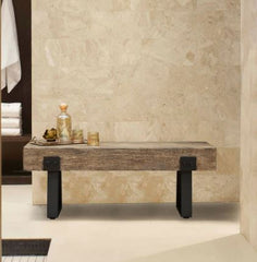 Outdoor Indoor Patio Wood Style Bench - Seating Size: 48'' W x 15.75'' D x 18'' H
