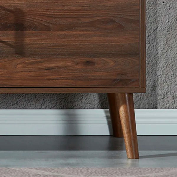 Solid Wood 55" Walnut Mid Century TV Stand Modern Style Provide Storage Space