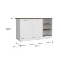59.05'' Wide Kitchen Island Three Open Shelves Plenty Storage Space