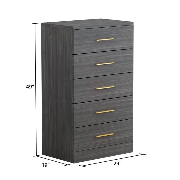 Gray 5 Drawer 29'' W Chest Modern Style Perfect for Bedroom