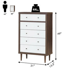 5 Drawer 31'' W Chest Easy Assembly and Clean Rectangular Frame is Made of Solid Wood