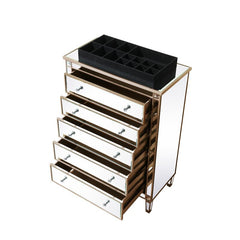 5 Drawer 36'' W Chest Mirrored Brown Full Extension Metal Slides