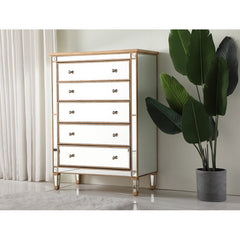 5 Drawer 36'' W Chest Mirrored Brown Full Extension Metal Slides