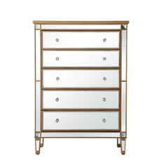 5 Drawer 36'' W Chest Mirrored Brown Full Extension Metal Slides