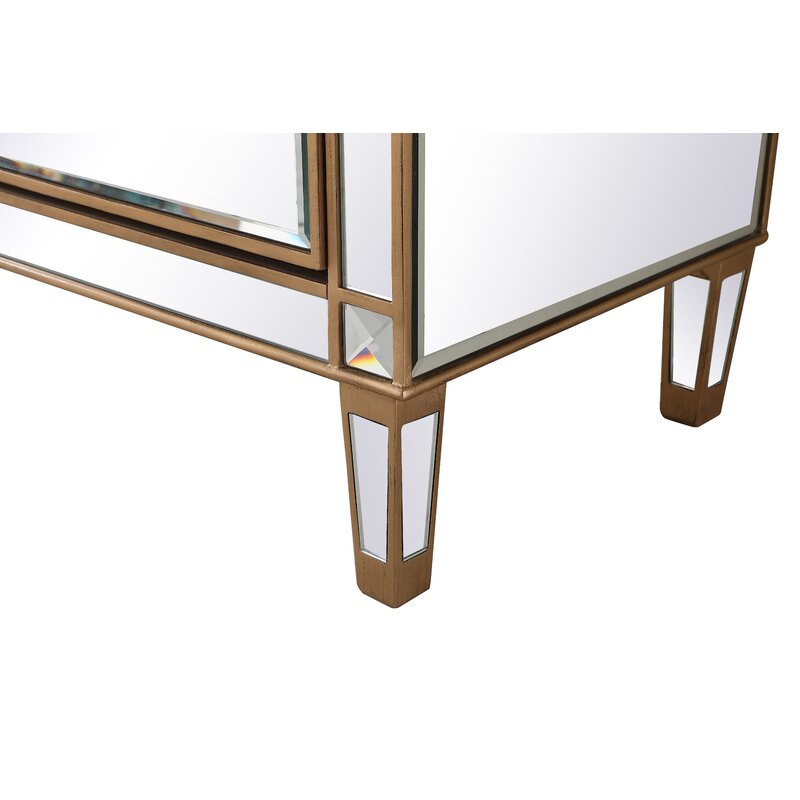 5 Drawer 36'' W Chest Mirrored Brown Full Extension Metal Slides