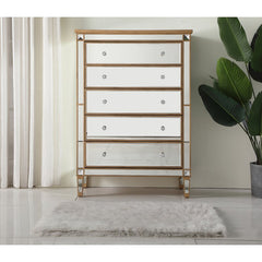 5 Drawer 36'' W Chest Mirrored Brown Full Extension Metal Slides