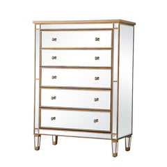 5 Drawer 36'' W Chest Mirrored Brown Full Extension Metal Slides
