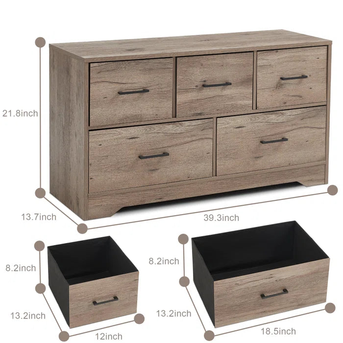 Archaize wooden 5 Drawer 39.3'' W Standard Dresser Offer Plenty Storage Space