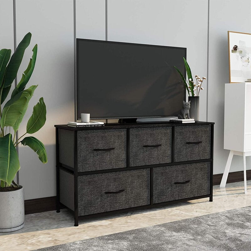 5 Drawer 39.4'' W Dresser 4 Adjustable Feet that Prevent Scratches to your Floor Provides Additional Storage Space in your Living Room or Bedroom