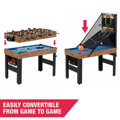 5 Game 48.5" Multi Game Table Five-in-One Combo Game Table Includes Billiards, Slide Hockey, Soccer, Table Tennis