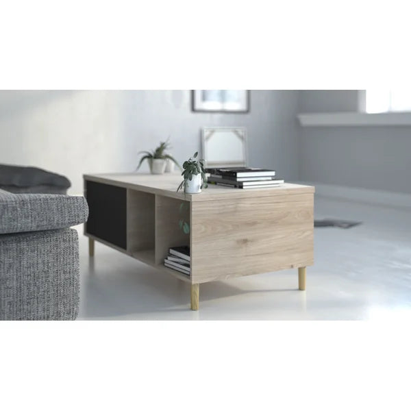 5 Legs Coffee Table with Storage Four Open Shelves Great for Storing
