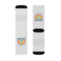 Personalised You are nothing short of amazing... pastel rainbow Quote Socks - Socks - Gift Socks - Sublimation Socks