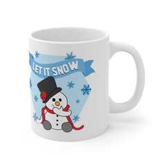 Let It Snow Yard Mug - Snowman Decor - Holiday Garden Mug - Print on Front Side Mug 11oz