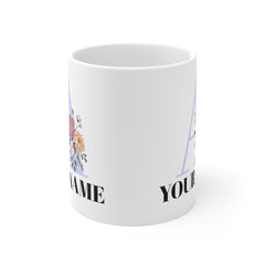 Personalized Mug | Personalized Name  | Initial Mug | Floral Gold Color Letter with Name Mug | Gift for Friend | Birthday Gift Mug 11oz