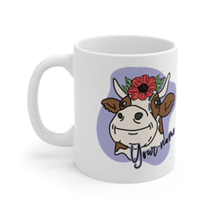 Personalized Cow Mug for Women - Peeking Cow Coffee Mug - Cute Gift for Cow Lovers - Design Printed on Both Sides Mug 11oz