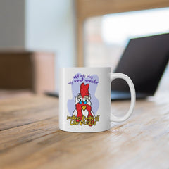 Chicken Mug - Funny Coffee Mug - Birthday Gift for Coworker - Smooth Printed Design on Both Sides - Dishwasher and Microwave Safe Mug 11oz