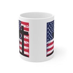 Patriotic Yard Flag Mug - American Flag - Home of the Free Because of the Brave - Support Our Troops - Print on Front Side Mug 11oz