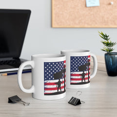 Patriotic Yard Flag Mug - American Flag - Home of the Free Because of the Brave - Support Our Troops - Print on Front Side Mug 11oz