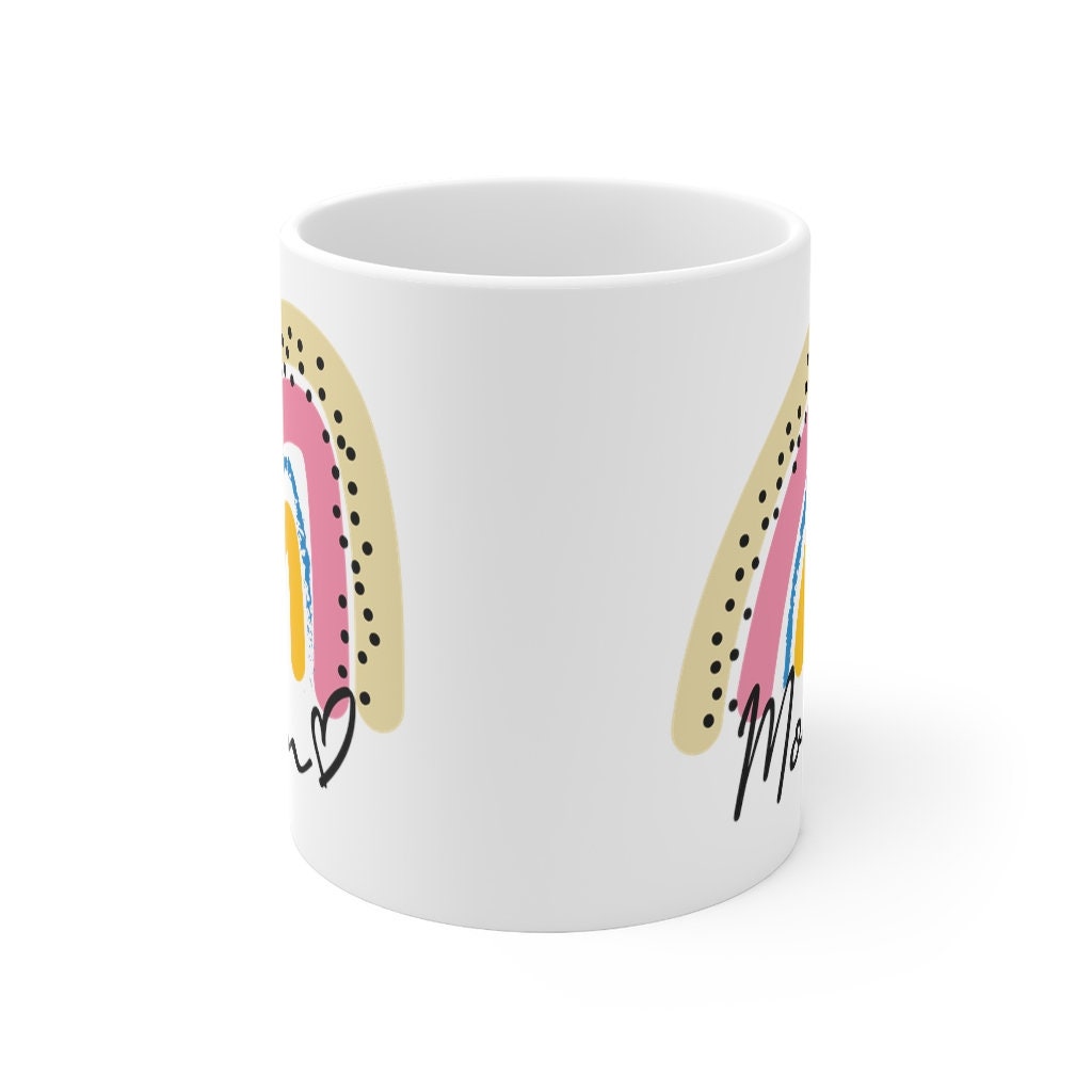Rainbow Mug - Personalized Coffee Cup - Birthday Gift for Her - Smooth Printed Design on Both Sides - Dishwasher Safe Mug 11oz