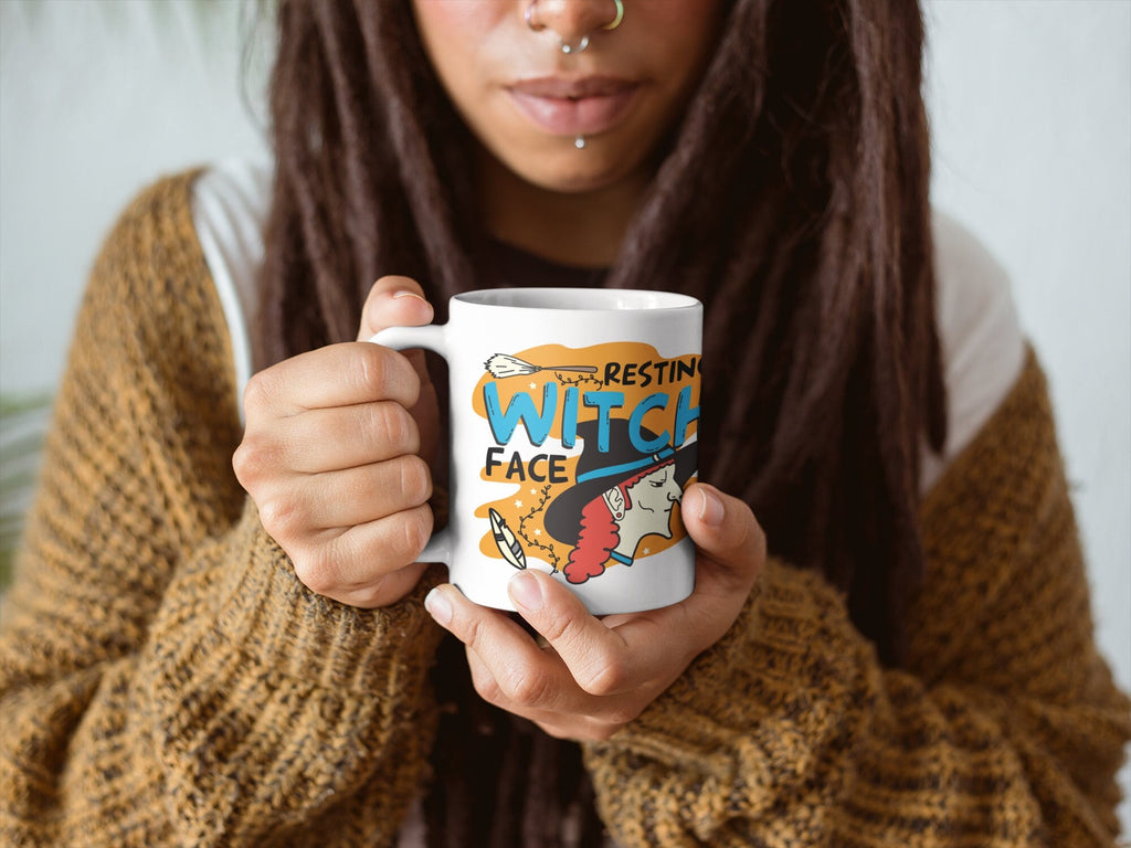 Resting Witch Face Gift for Her - Halloween Gifts - FLAWED - Smooth Printed Design on Both Sides Mug 11oz