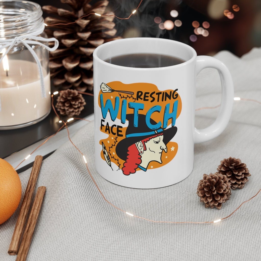 Resting Witch Face Gift for Her - Halloween Gifts - FLAWED - Smooth Printed Design on Both Sides Mug 11oz