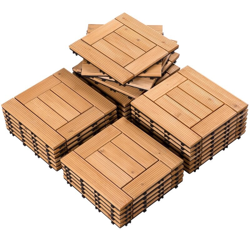 12" x 12" Wood Interlocking Deck Tile They Can be Applied to The Deck, Poolside, Balcony, Gazebo, Greenhouse