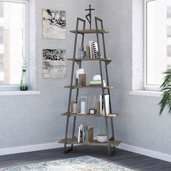 Edgerton 71.85'' H x 31.73'' W Metal Ladder Bookcase  Its A-shaped steel frame pairs with manufactured wood elements for an industrial