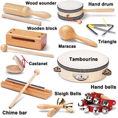 Wooden Toddler Musical Instruments For Kids Preschool Educational Toy With Storage Bag
