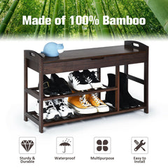 3-Tier Bamboo Shoe Bench Entryway Storage Rack