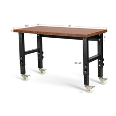 48"×24" Adjustable Height Mobile Workbench with Caster