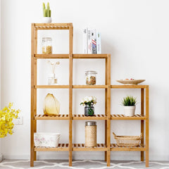 Multifunctional Bamboo Shelf Storage Organizer Rack