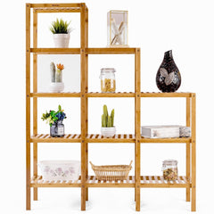 Multifunctional Bamboo Shelf Storage Organizer Rack