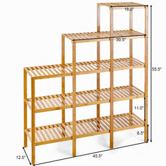 Multifunctional Bamboo Shelf Display Organizer