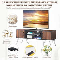 60" TV Stand Media Center Storage Cabinet with Metal Leg