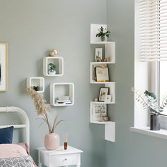 White Corner Bookcase 17 Stories Corner Wall Shelf Offers Ample Space for your Household Items and Decorative