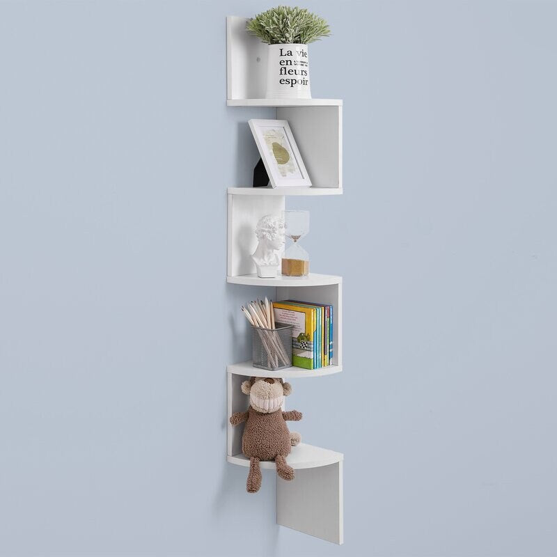 White Corner Bookcase 17 Stories Corner Wall Shelf Offers Ample Space for your Household Items and Decorative