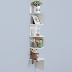 White Corner Bookcase 17 Stories Corner Wall Shelf Offers Ample Space for your Household Items and Decorative