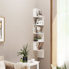 White Corner Bookcase 17 Stories Corner Wall Shelf Offers Ample Space for your Household Items and Decorative